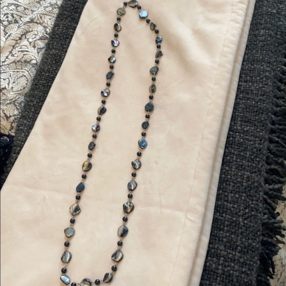Black/grey mother of pearl and black bead necklace